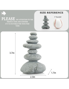 Estatua de Piedras Zen Apiladas SiissaPeksid 9.4 cm para Acuario 2