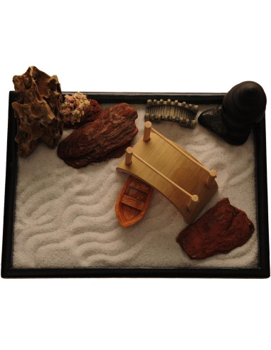 Jardín Zen ICNBUYS con Puente y Rastrillo 25.4x17.8 cm