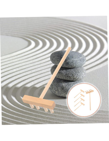 5 Rastrillos de Madera para Jardín Zen - Accesorios de Arena