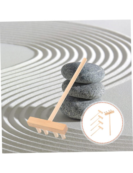 5 Rastrillos de Madera para Jardín Zen - Accesorios de Arena