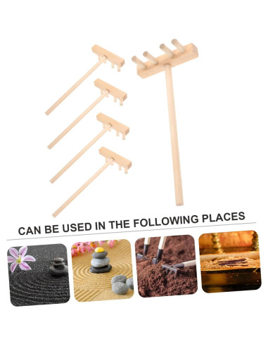 5 Rastrillos de Madera para Jardín Zen - Accesorios de Arena