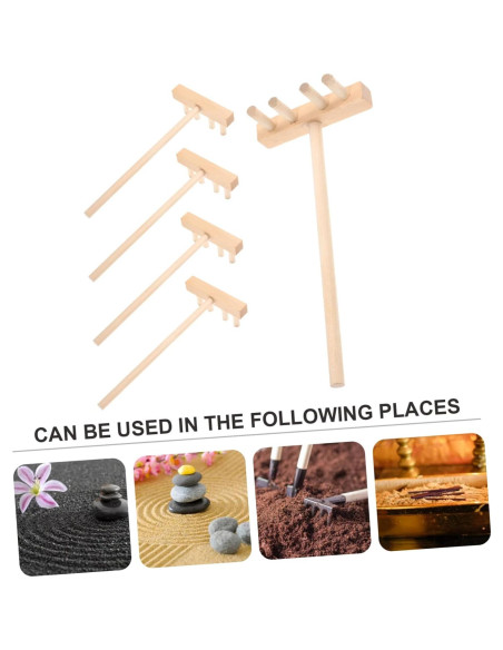 5 Rastrillos de Madera para Jardín Zen - Accesorios de Arena