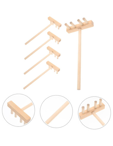 5 Rastrillos de Madera para Jardín Zen - Accesorios de Arena