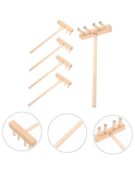 5 Rastrillos de Madera para Jardín Zen - Accesorios de Arena