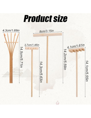 Juego de Mini Rastrillos de Jardín Zen Gosknor - 4 Estilos