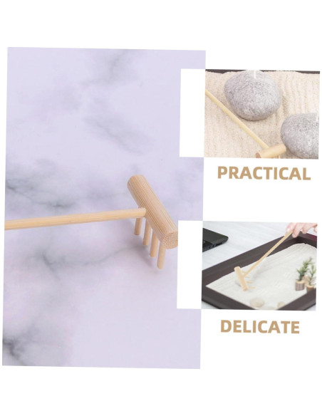 5 Rastrillos de Madera para Jardín Zen - Herramientas de Manualidades
