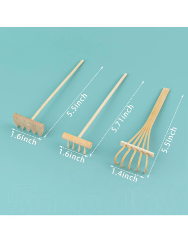 Mini Rastrillos de Jardín Zen Framendino - 3 Piezas de Bambú