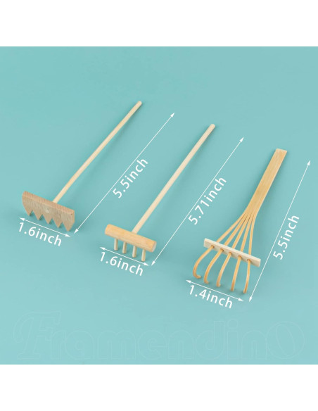 Mini Rastrillos de Jardín Zen Framendino - 3 Piezas de Bambú