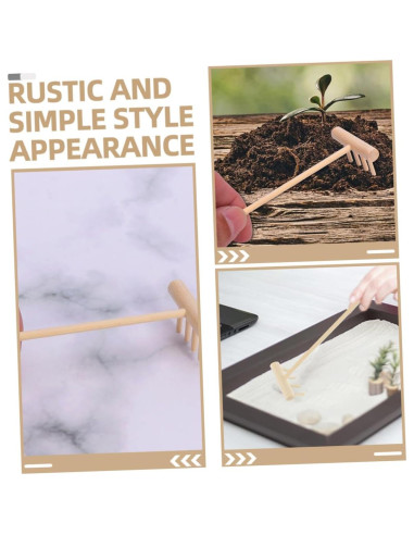 5 Rastrillos de Madera para Jardín Zen - Herramientas de Manualidades