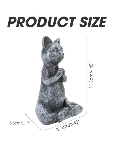 Estatua de Gato Meditador Zen Badong - Resina 12x6x8 cm