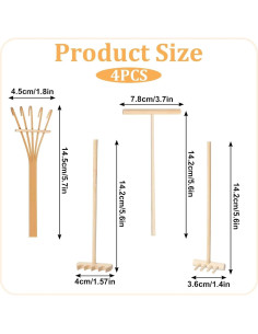 Set de 4 Mini Rastrillos Zen DPWOUM para Jardinería 2