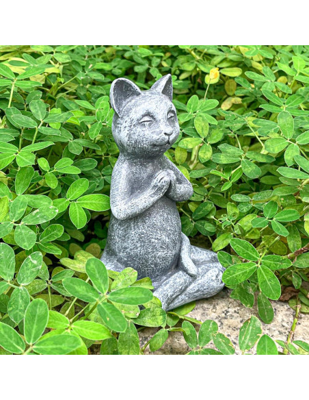 Estatua de Gato Meditador Zen Badong - Resina 12x6x8 cm