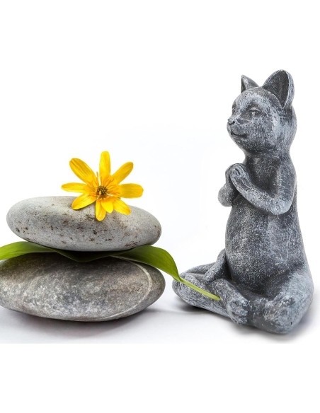 Estatua de Gato Meditador Zen Badong - Resina 12x6x8 cm