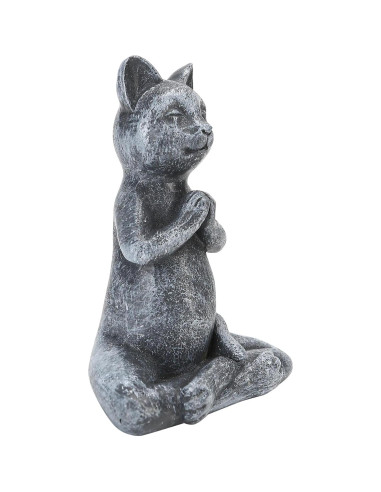 Estatua de Gato Meditador Zen Badong - Resina 12x6x8 cm