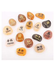 Juego de 16 Piedras Inspiradoras Kanji RockImpact - Pulidas