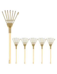 LOGOFUN Mini Rastrillos Zen Dorados 6 Pcs para Jardín