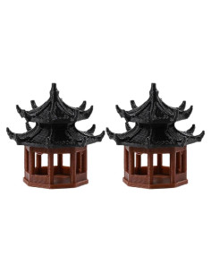 Estatuas de Mini Pabellón Yardwe - Decoración Jardín Zen 2 Pcs