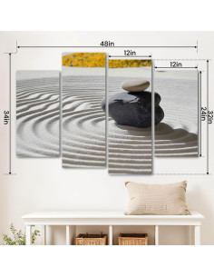 Arte de Pared en Lienzo Jardín Zen Japonés 4 Paneles 121.9x86.4cm 2