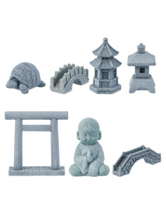Set de 7 Accesorios de Jardín Zen SUPERFINDINGS - Miniaturas de Piedra