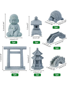 Set de 7 Accesorios de Jardín Zen SUPERFINDINGS - Miniaturas de Piedra 2