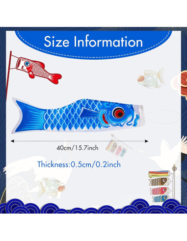 10 Banderas de Pez Koinobori Boao 40 cm Decoración Jardín