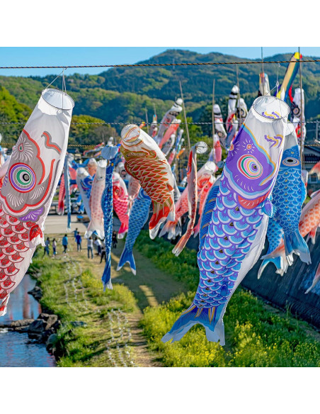 10 Banderas de Pez Koinobori Boao 40 cm Decoración Jardín