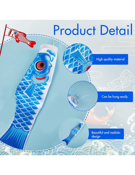 10 Banderas de Pez Koinobori Boao 40 cm Decoración Jardín