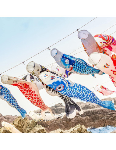 10 Banderas de Pez Koinobori Boao 40 cm Decoración Jardín