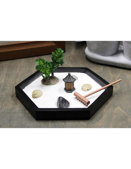 Kit Jardín Zen Mini Nature's Mark para Escritorio con Arena y Pagoda
