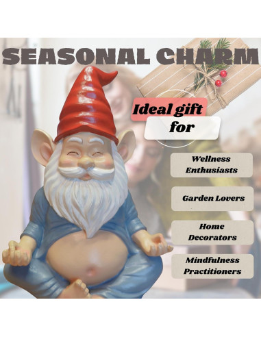 Estatua de Gnomo de Yoga VYXARA - 19cm Meditativo Resistente