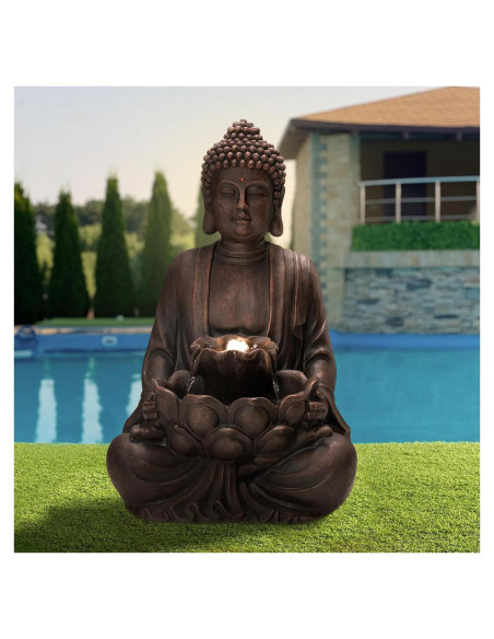 Fuente Zen de Buda Glitzhome 59 cm con Luz LED y Bomba