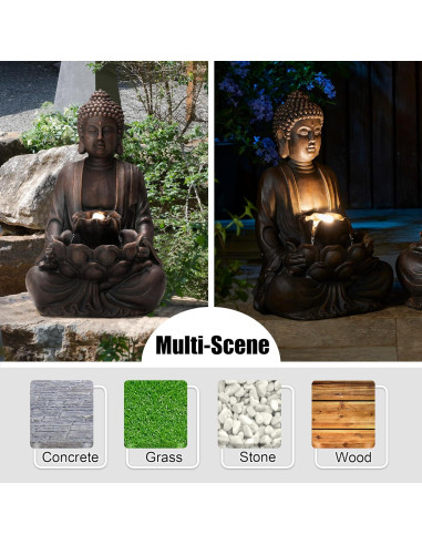 Fuente Zen de Buda Glitzhome 59 cm con Luz LED y Bomba