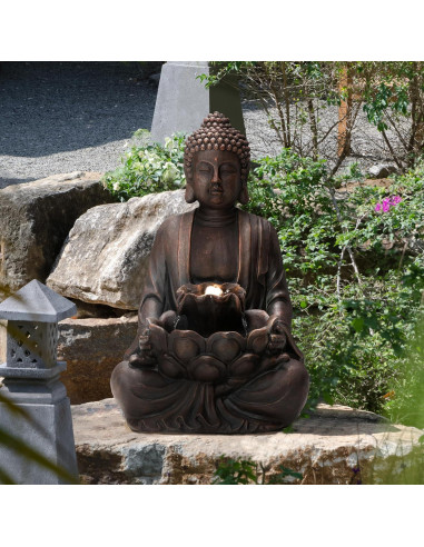 Fuente Zen de Buda Glitzhome 59 cm con Luz LED y Bomba
