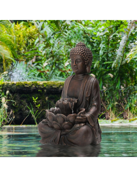 Fuente Zen de Buda Glitzhome 59 cm con Luz LED y Bomba