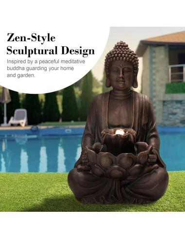 Fuente Zen de Buda Glitzhome 59 cm con Luz LED y Bomba