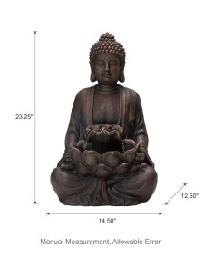 Fuente de Agua Buda Meditador Glitzhome 61 cm con Luz LED 2