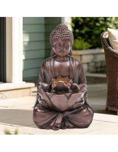 Fuente de Agua Exterior Autodaya Buda Zen 48cm con LED 2