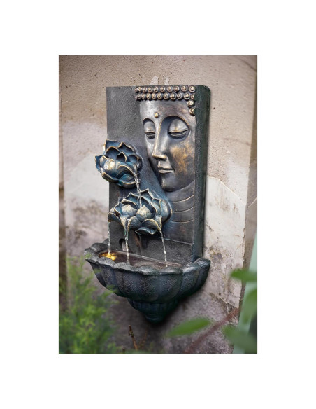 Fuente de Agua Buda Montada en Pared ChengPin 82 cm Resina