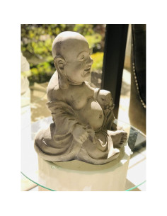 Estatua Zen Buda Feliz Sentado Kante 34x32x40cm Concreto 2