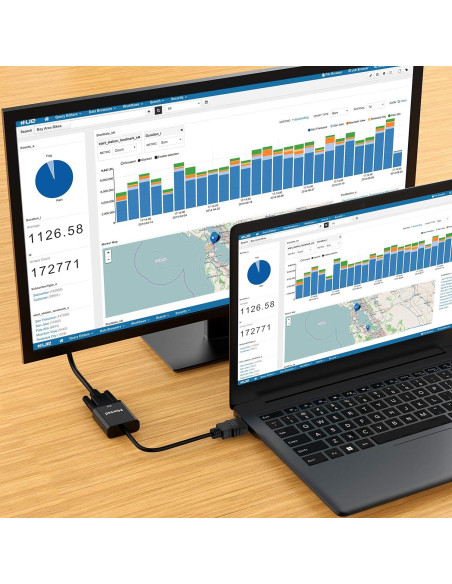 Adaptador HDMI a VGA Moread 1080p Negro para PC y Proyector