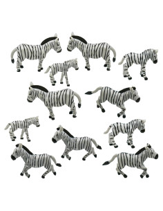12 Figuras de Cebra Miniatura Pinenjoy para Jardín y Pasteles