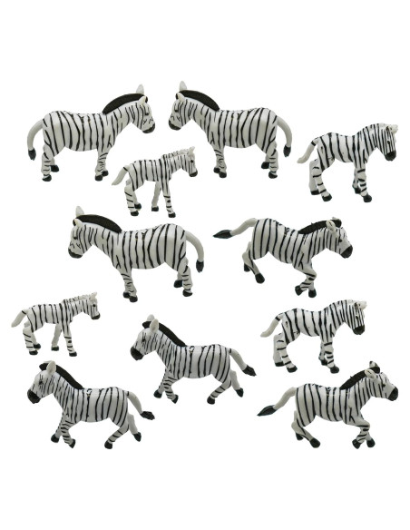12 Figuras de Cebra Miniatura Pinenjoy para Jardín y Pasteles