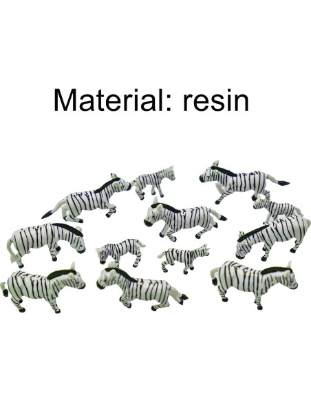 12 Figuras de Cebra Miniatura Pinenjoy para Jardín y Pasteles