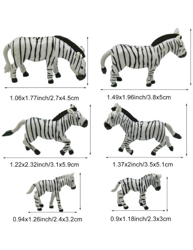 12 Figuras de Cebra Miniatura Pinenjoy para Jardín y Pasteles