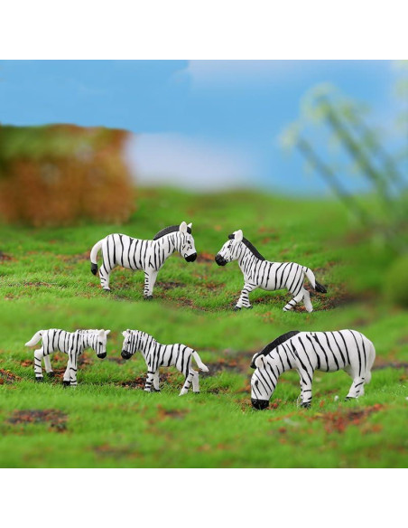12 Figuras de Cebra Miniatura Pinenjoy para Jardín y Pasteles