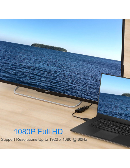 Adaptador HDMI a VGA Moread 1080p Negro para PC y Proyector