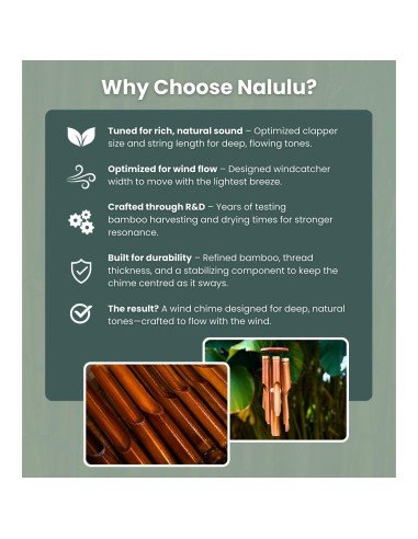 Campana de Viento Mediana Nalulu de Bambú Clásica 106.68 cm