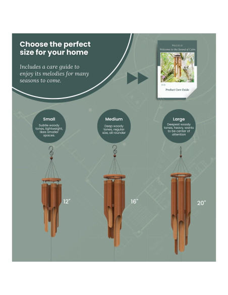 Campana de Viento Mediana Nalulu de Bambú Clásica 106.68 cm