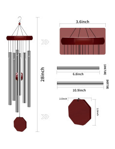 Campana de Viento Memorial Pgzsy 71.1 cm 6 Tubos Aluminio 2