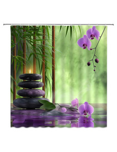 Cortina de Ducha AMFD 180x180 cm Spa Japonés con Ganchos